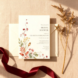 Burgundy and Blush Botanical Vine Bridal Shower Invitation