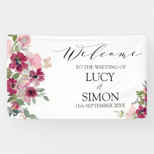 Burgundy and Blush floral bouquet wedding Banner