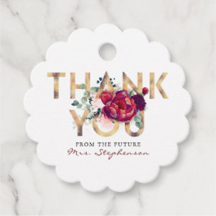 Burgundy and Blush Floral Bridal Shower Thank You Favour Tags