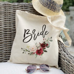 Burgundy and Blush floral bride wedding Tote Bag<br><div class="desc">burgundy blush floral bride wedding favour tote bags,  mother of the bride,  bridesmaids,  bride's mother,  groom's mother,  team bride,  wedding favours,  wedding tote bags,  wedding gift bag,  wedding party,  rustic weddings,  rustic floral,  peony,  flower,  floral, </div>