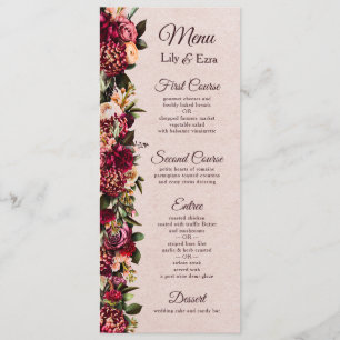 Burgundy and Blush Floral Menu