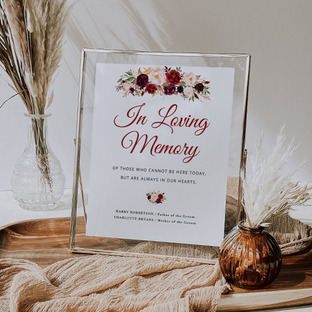 burgundy and blush floral wedding memorial sign (Creator Uploaded)