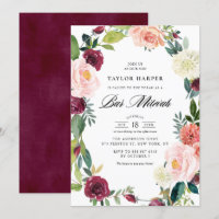 Burgundy and Blush Floral Wreath Fall Bar Mitzvah