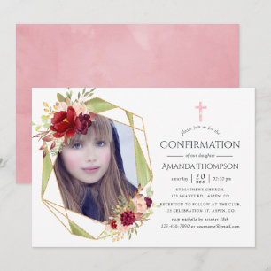 Burgundy and Blush Geometric Confirmation Invitation