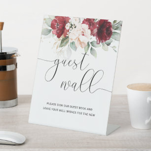Burgundy and Blush Pink Floral Guest Wall Sign
