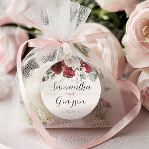 Burgundy and Blush Pink Floral Wedding Stickers