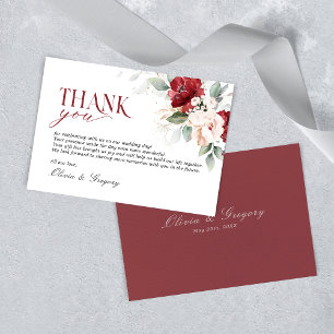 Burgundy and Blush Pink Floral Wedding Thank you RSVP Card