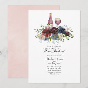 Burgundy and Blush Pink Wine Tasting Invitation
