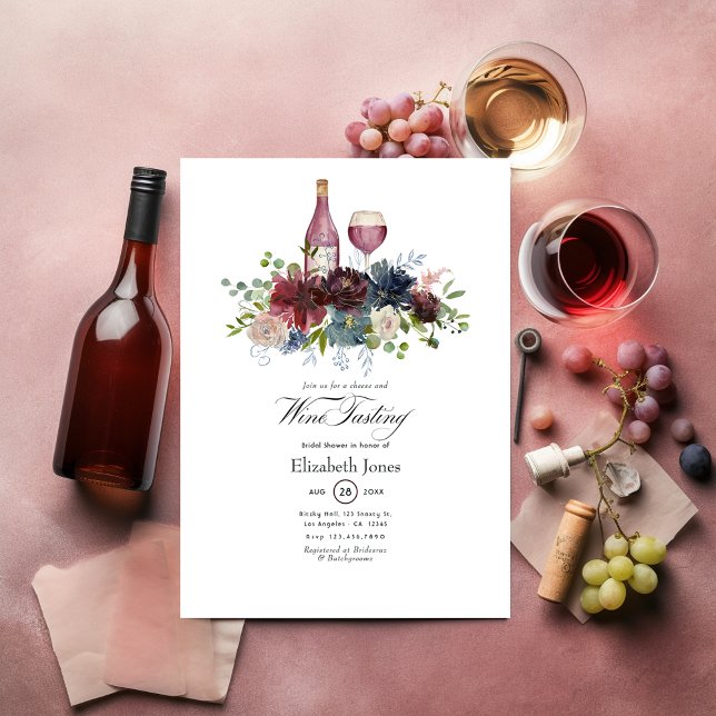 Burgundy and Blush Pink Wine Tasting Invitation (Creator Uploaded)