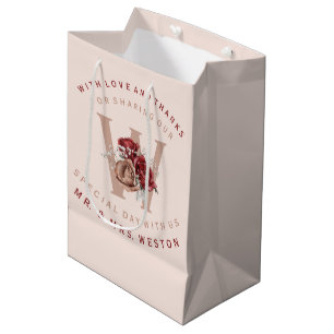 Burgundy and Blush Roses Thank You Medium Gift Bag