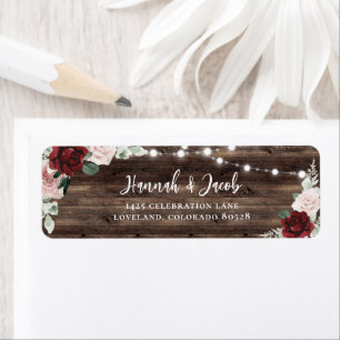 Burgundy and Blush Rustic Wedding Return Address