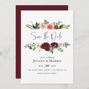 burgundy and blush save the date invitation