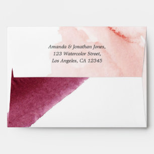 Burgundy and Blush Watercolor Envelope