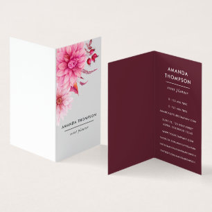 Burgundy and Blush Watercolor Floral Business Card