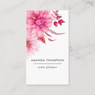 Burgundy and Blush Watercolor Floral Business Card