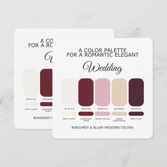 Burgundy and Blush Wedding Color Palette Card (Front/Back)