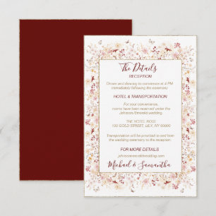 Burgundy and Blush Wildflower Wedding Enclosure Card
