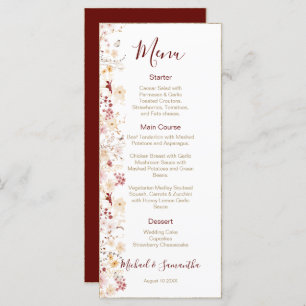 Burgundy and Blush Wildflower Wedding Menu