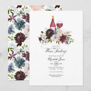 Burgundy and Blush Wine themed Bridal Shower Invitation