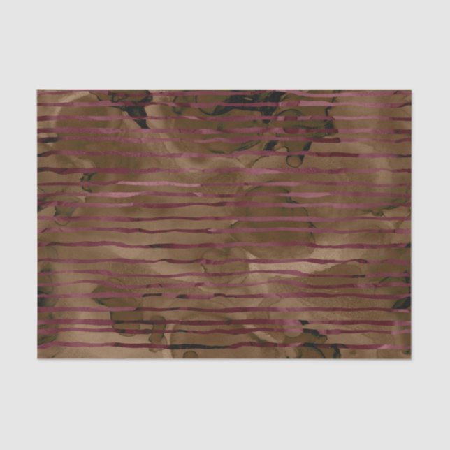 Burgundy and Copper Striped Pattern Tissue Paper (Front)