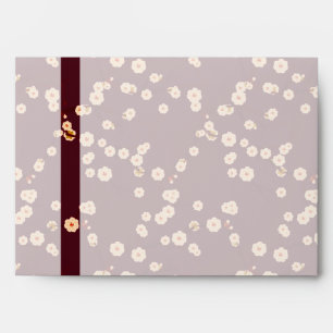 Burgundy and Cream Cherry Blossoms Envelope