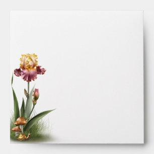 Burgundy and Cream Iris Wedding Envelope