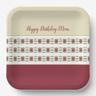 Burgundy And Cream Paper Plate