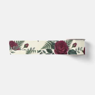 Burgundy and Forest Green Floral Satin Ribbon