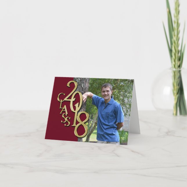 Burgundy and Gold  2018 Graduation Thank You Photo (Front)