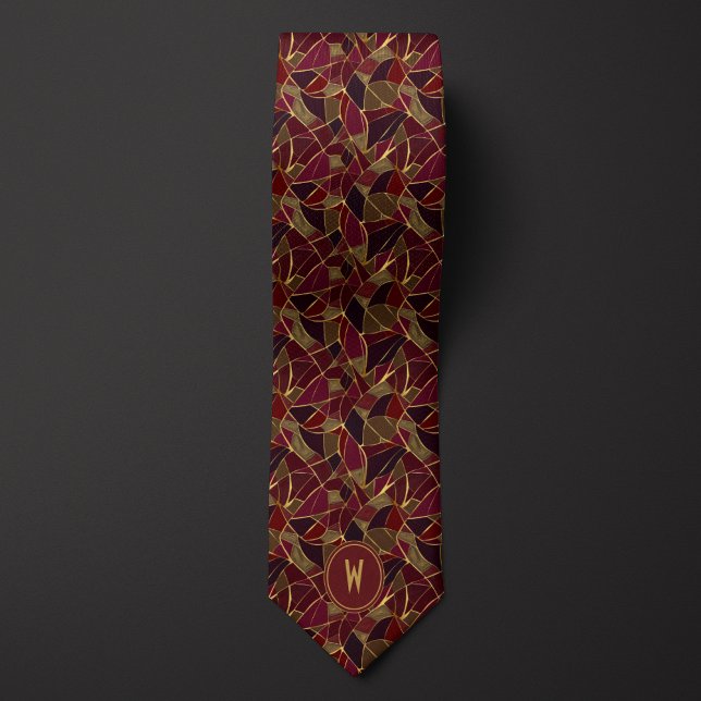 Burgundy and Gold Abstract Stained Glass Tie (Creator Uploaded)