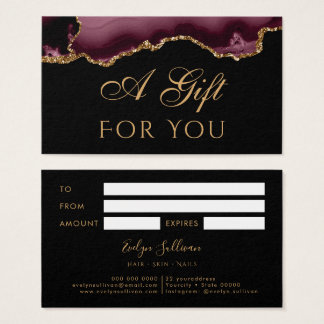 Burgundy and Gold Agate on Black Gift Card