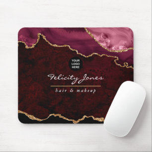 Burgundy and Gold Agate Precious Stone Business Mouse Pad
