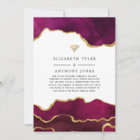 Burgundy and Gold Agate Reduced Wedding Guest List