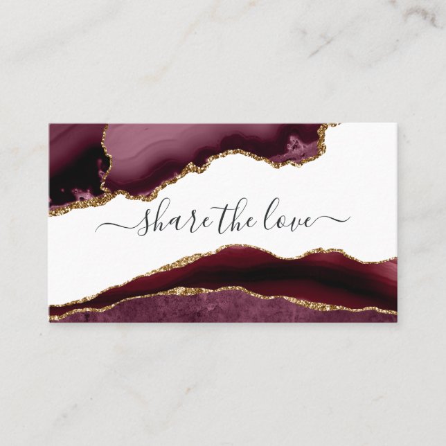 Burgundy and Gold Agate Referral Card (Front)