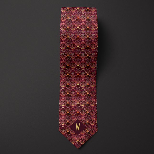 Burgundy and Gold Art Deco Tie (Creator Uploaded)