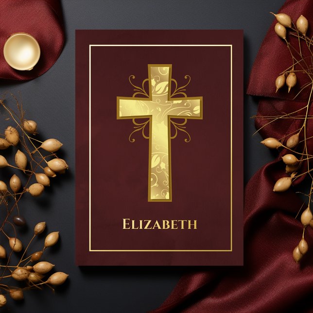 Burgundy and Gold Baptism or Christening Filigree  (Creator Uploaded)