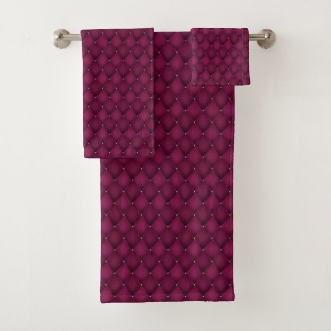 Burgundy and Gold Bath Towel Set (Insitu)