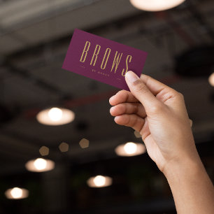 Burgundy And Gold Brows Microblading Simple Business Card
