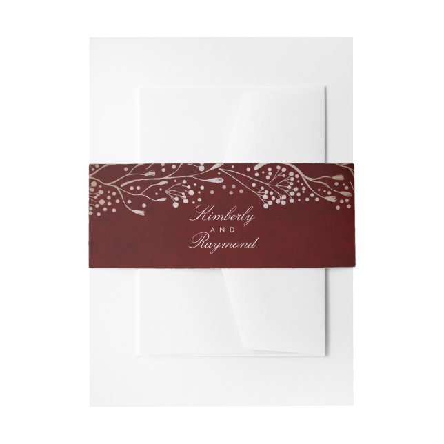 Burgundy and Gold Colours Elegant Invitation Belly Band (Front Example)