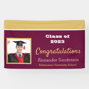Burgundy and Gold Congratulation Graduation Banner