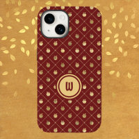 Burgundy and Gold Diagonal Apple Pattern