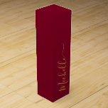Burgundy and Gold Elegant Typography Wine Box<br><div class="desc">Customisable to your specifics.</div>