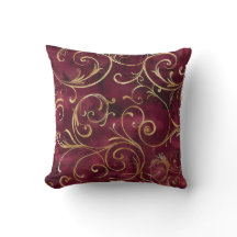 Burgundy and gold filigree print