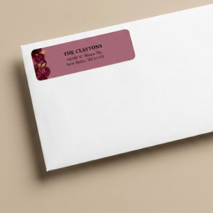 Burgundy And Gold Floral Return Address Labels