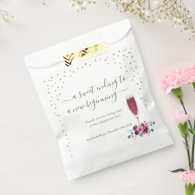 Burgundy and gold flute sweet Favour Box Favour Ba Favour Bags (Sealed)