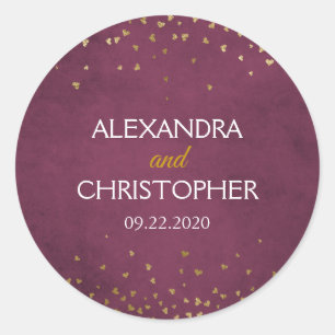 Burgundy and Gold Foil Confetti Envelope Seal