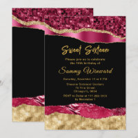 Burgundy and Gold Glam Tears Sweet Sixteen