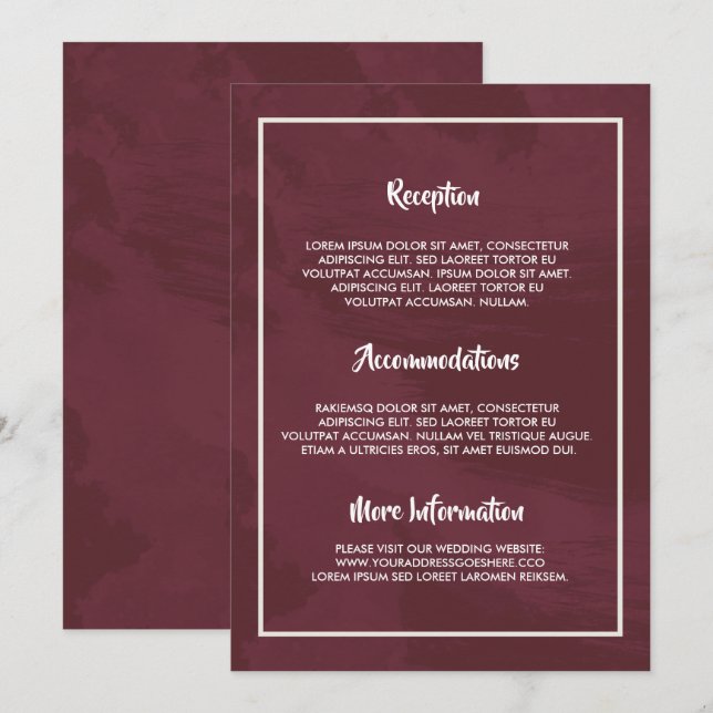 Burgundy and Gold Glitter Pocket Invitation (Front/Back)