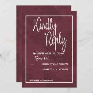 Burgundy and Gold Glitter Pocket  RSVP Invitation