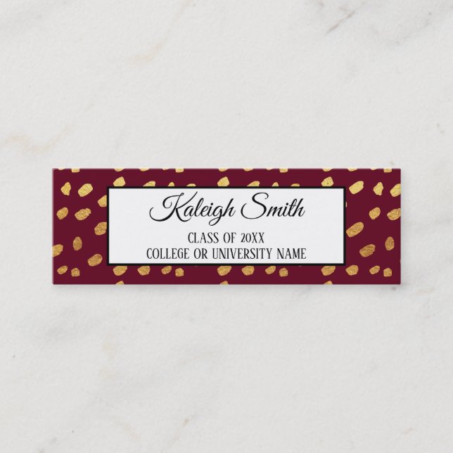 Burgundy and Gold Graduation Insert Name Card (Front)